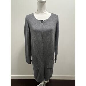 Cocogio Women's Large Sweater Cardigan Gray Wool Pockets Knit Long Sleeve Sz L